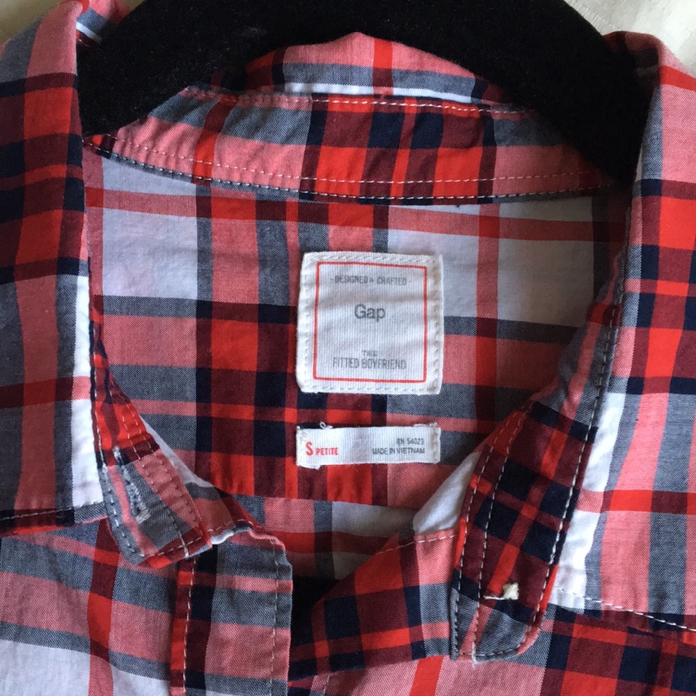 GAP Petite Plaid Long Sleeve Shirt Top - Picture 2 of 3